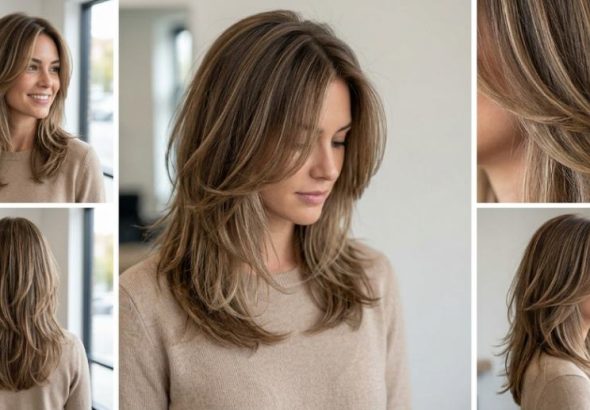 Стрижка каскад на середнє волосся