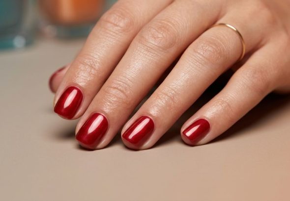 Червоний манікюр на короткі нігті