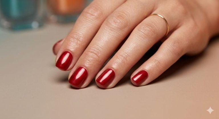 Червоний манікюр на короткі нігті
